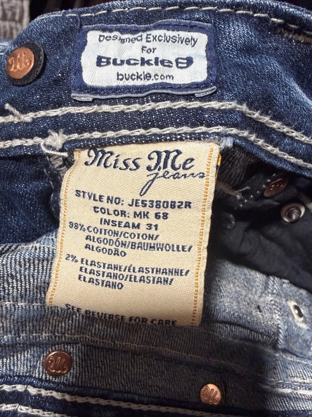 Miss Me Blue Wash Bootcut Jeans with Embellished Pockets - Picture 2 of 2